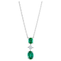 3.85ct Green Emerald & Diamond Pendant in 18KT Gold