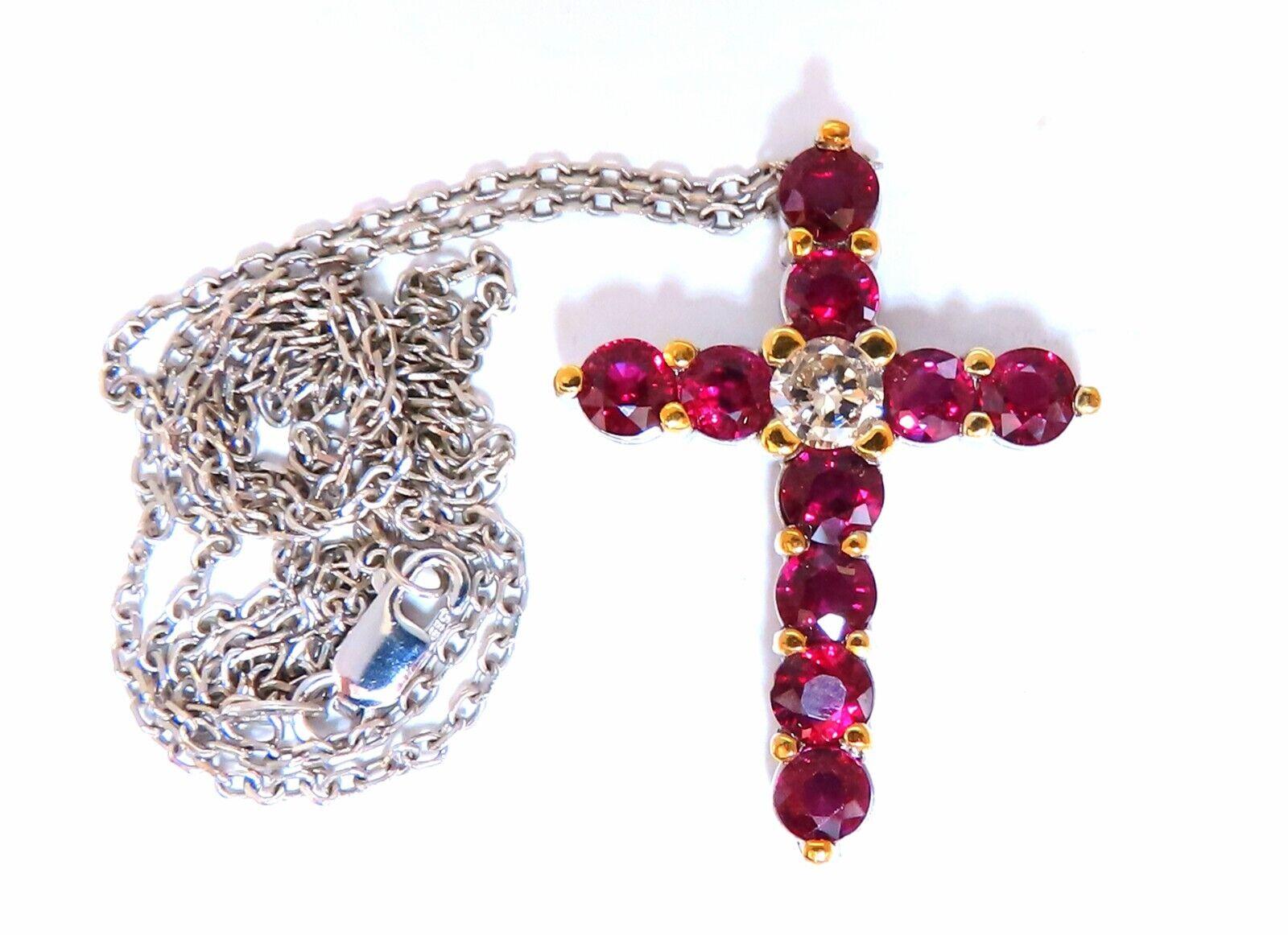 3,85ct Natürlicher Rubin Diamant Kreuz 14Kt (Rundschliff)
