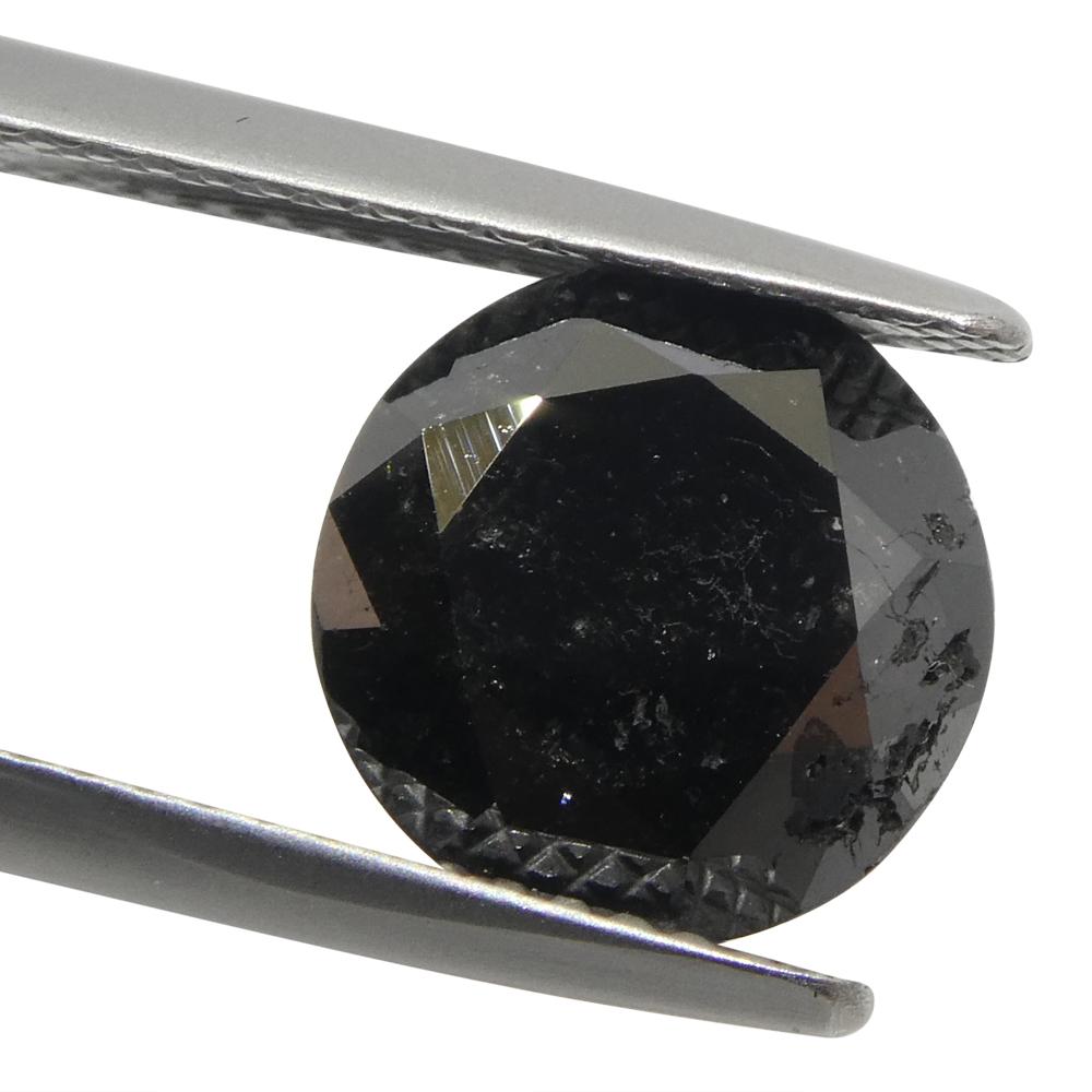 3.85ct Round Brilliant Cut Black Diamond  For Sale 5