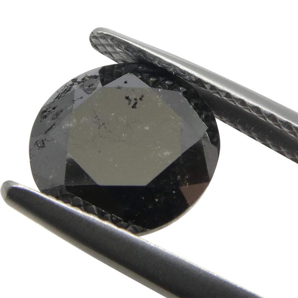 3.85ct Round Brilliant Cut Black Diamond  For Sale 6