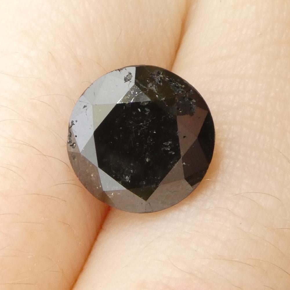 3.85ct Round Brilliant Cut Black Diamond  For Sale 8