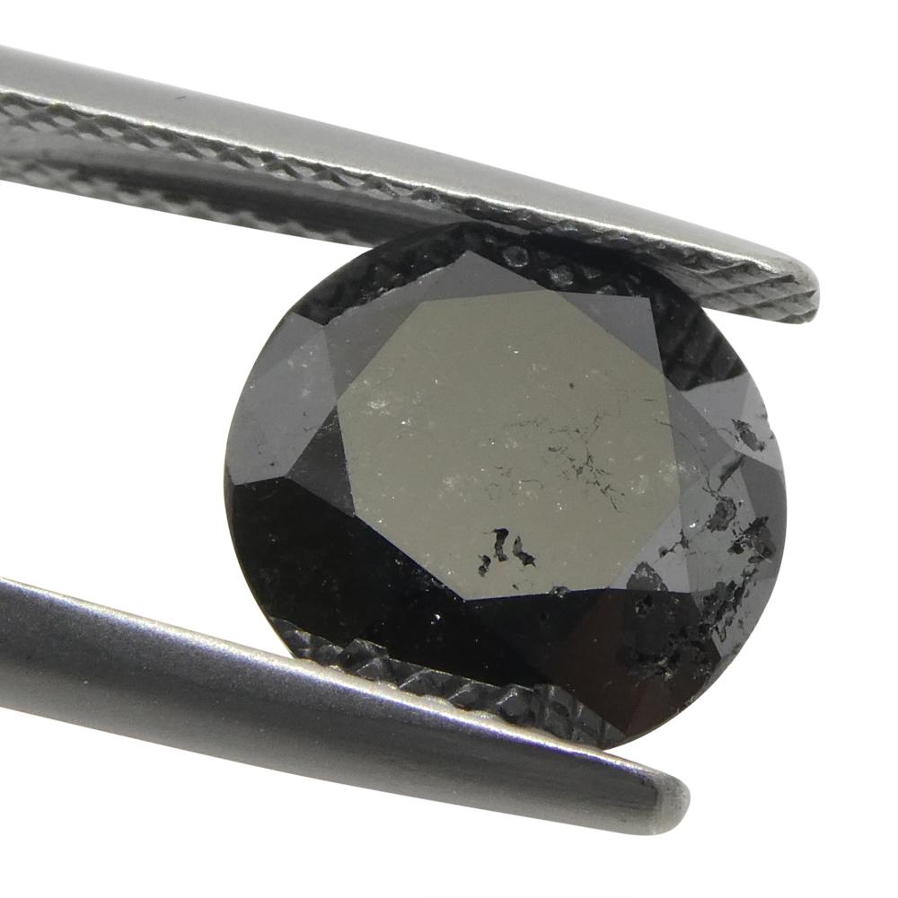 Round Cut 3.85ct Round Brilliant Cut Black Diamond  For Sale