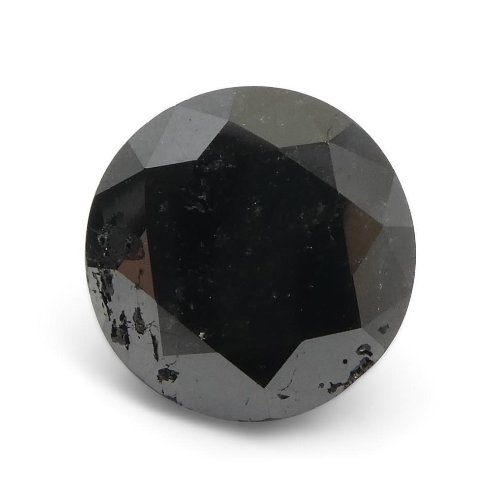 3.85ct Round Brilliant Cut Black Diamond  In New Condition For Sale In Toronto, Ontario