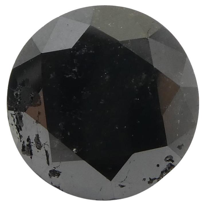 3.85ct Round Brilliant Cut Black Diamond  For Sale