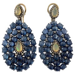 38.6 Carat Blue Sapphire Diamond Earrings