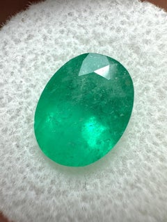 3.86 Carat Deep Emerald Green Colombian Emerald Oval - May Birthstone Gem