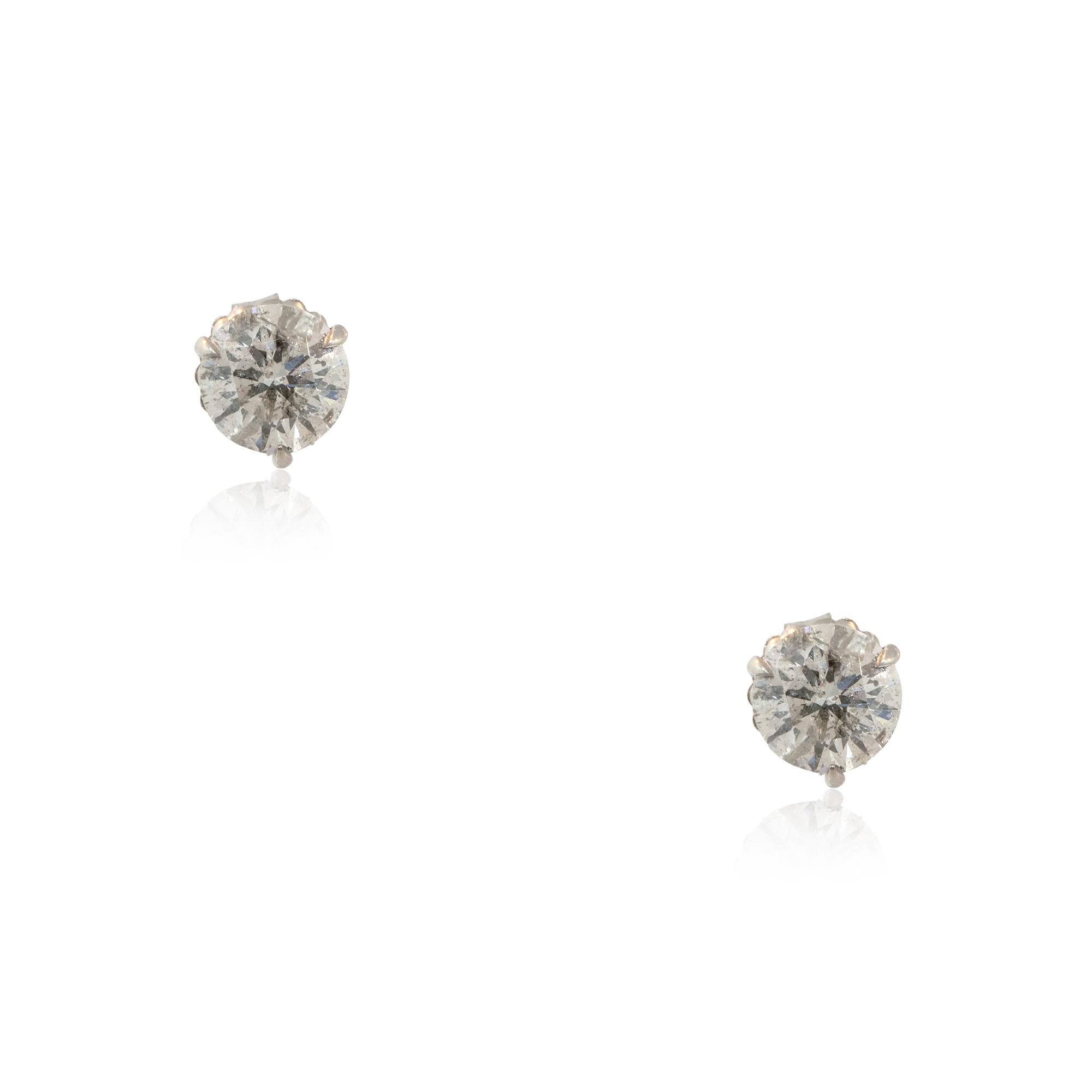 Women's or Men's 3.86 Carat Diamond Martini Set Stud Earrings 14 Karat In Stock For Sale