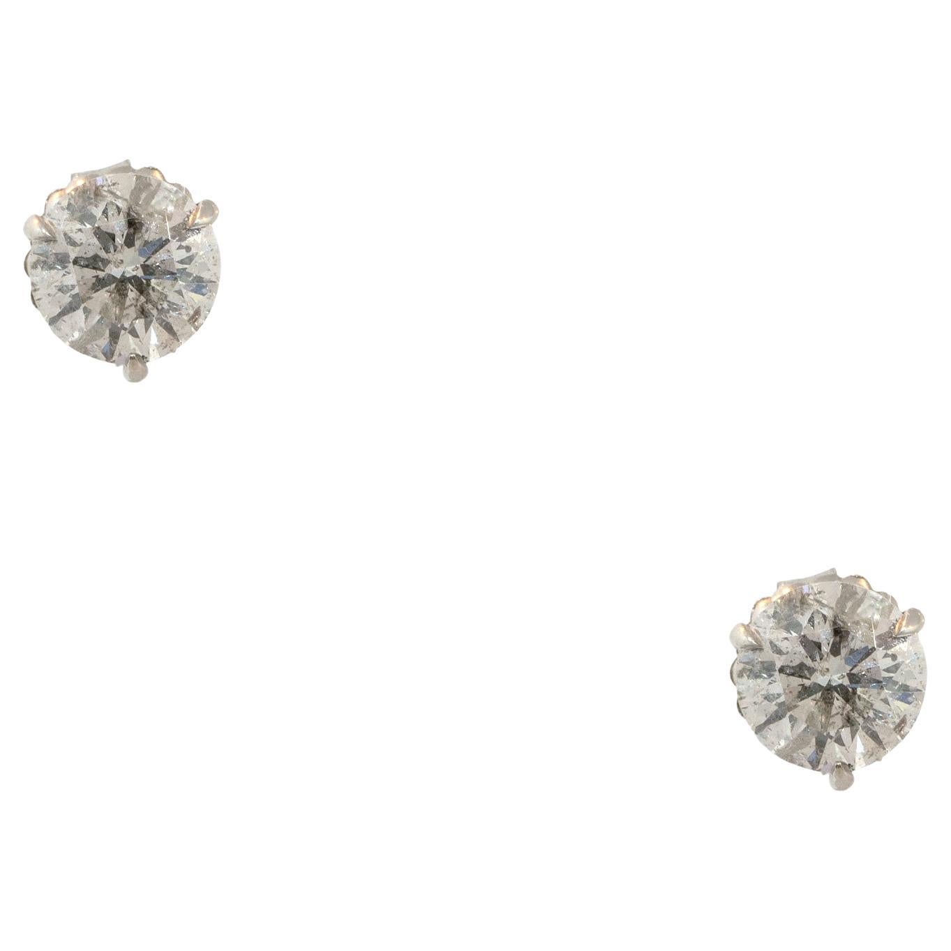 Clous d'oreilles en or 14 carats sertis de diamants taille Martini de 3,86 carats