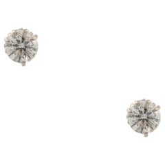 Clous d'oreilles en or 14 carats sertis de diamants taille Martini de 3,86 carats