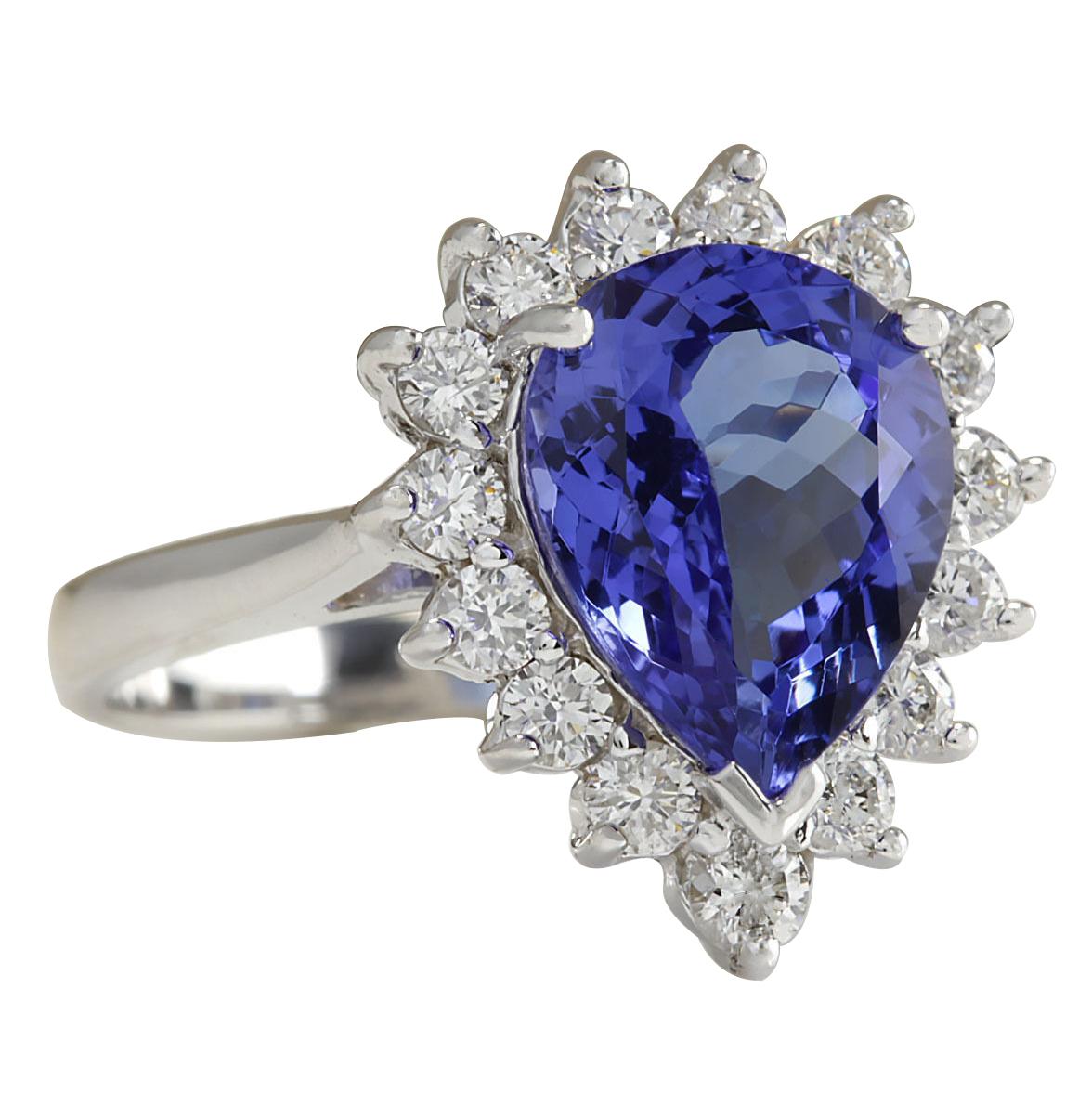 Stamped: 18K White Gold
Total Ring Weight: 5.8 Grams
Ring Length: N/A
Ring Width: N/A
Gemstone Weight: Total Natural Tanzanite Weight is 3.16 Carat (Measures: 12.05x8.95 mm)
Color: Blue
Diamond Weight: Total Natural Diamond Weight is 0.70