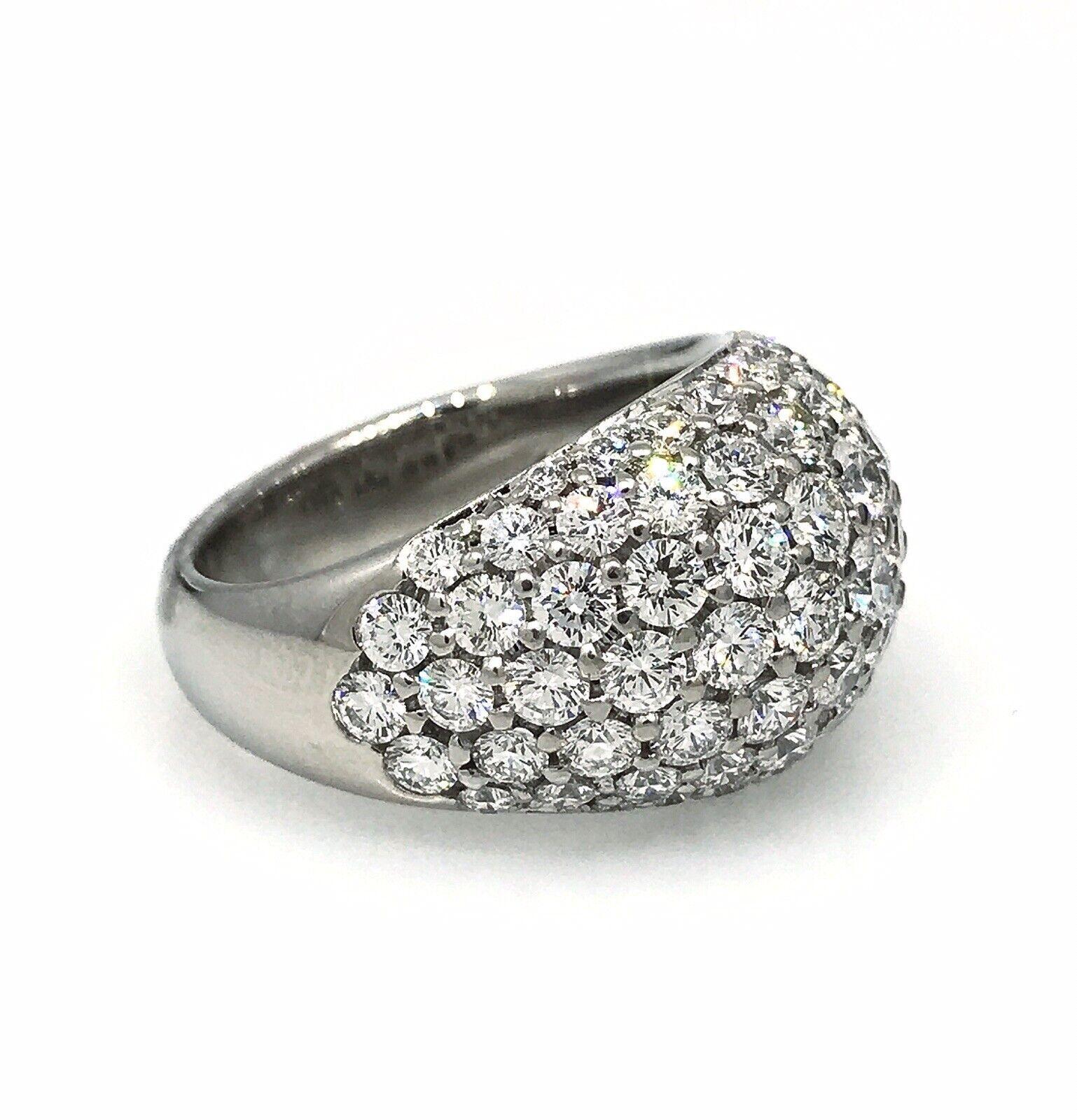 Round Cut 3.86 carat Pave Dome Diamond Cocktail Ring in Platinum For Sale