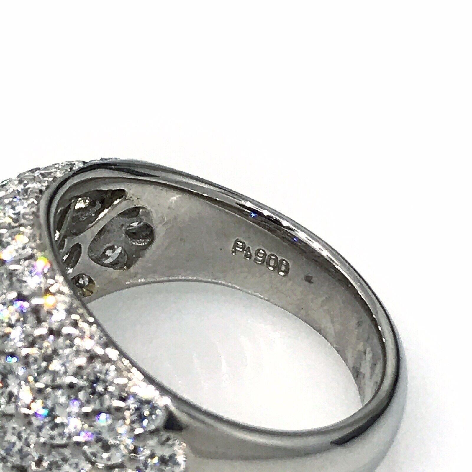 Women's or Men's 3.86 carat Pave Dome Diamond Cocktail Ring in Platinum For Sale