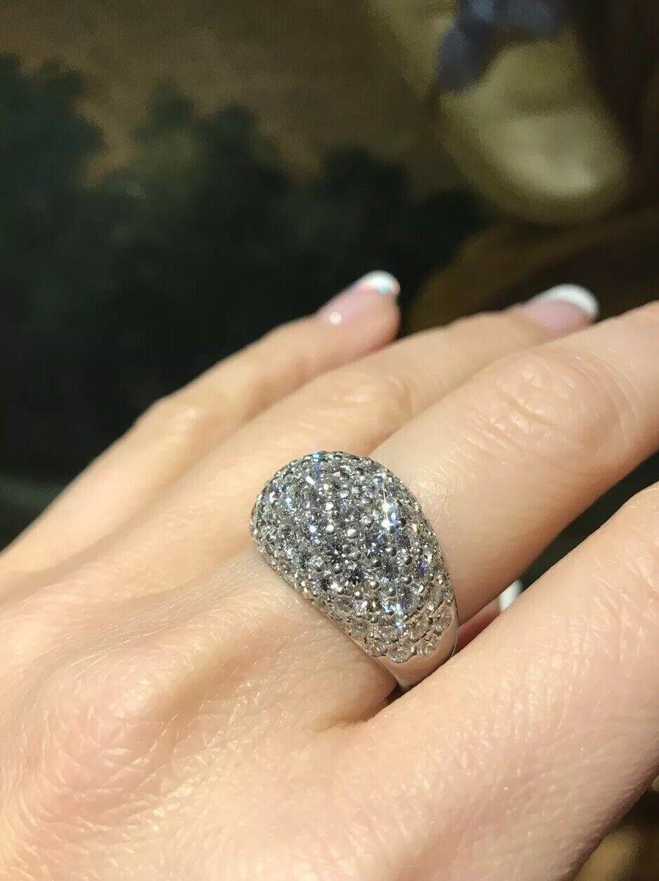 3.86 carat Pave Dome Diamond Cocktail Ring in Platinum For Sale 2