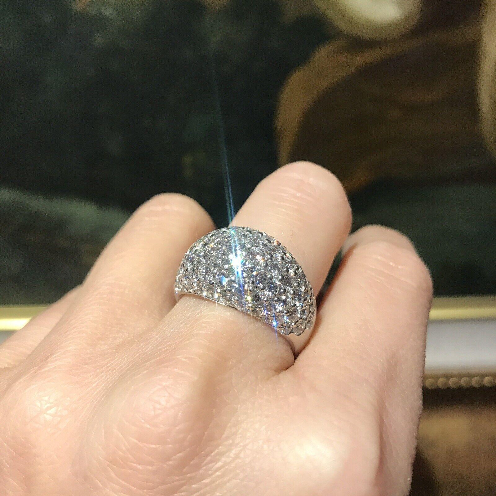 3.86 carat Pave Dome Diamond Cocktail Ring in Platinum For Sale 3