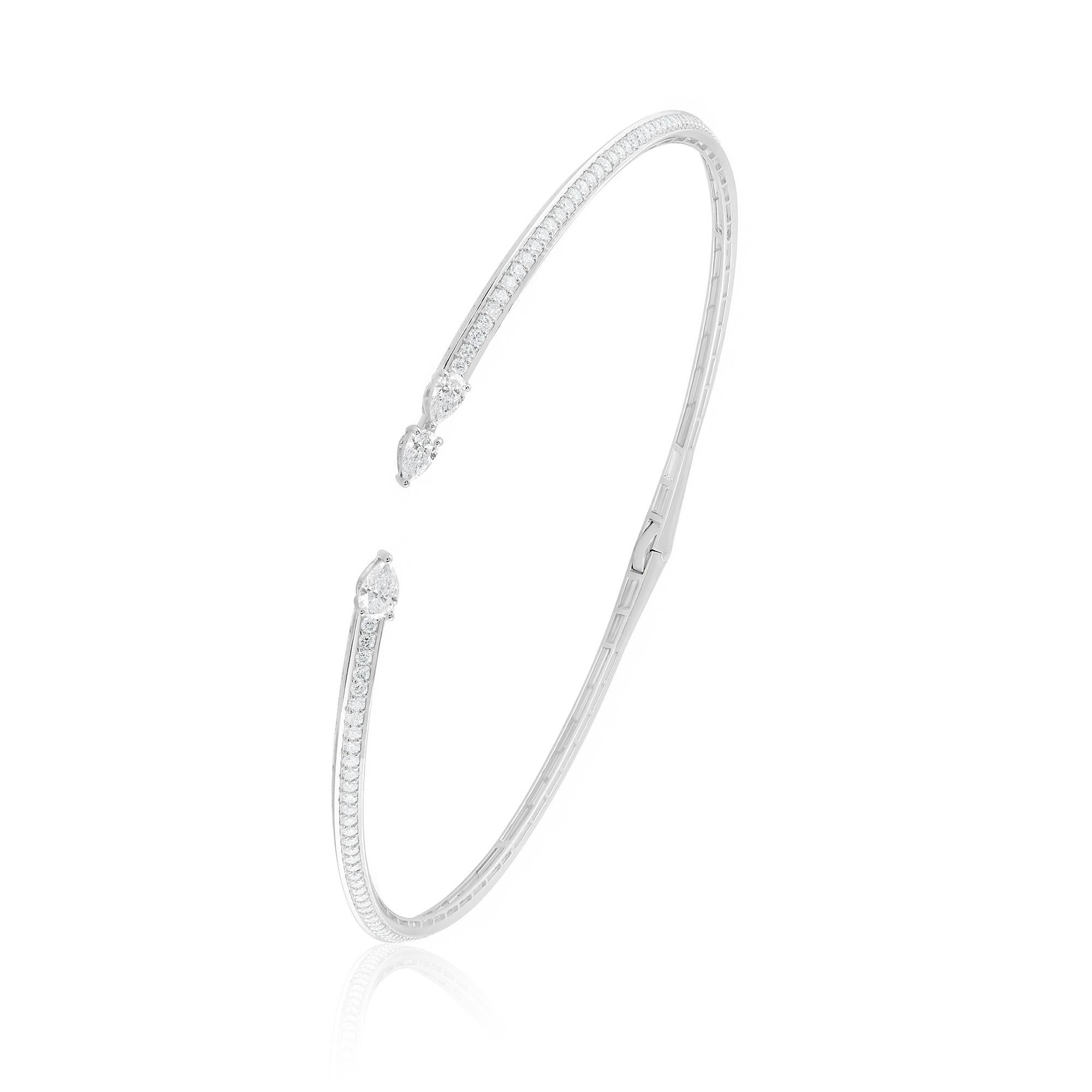 3.86 Ct SI Reinheit H Farbe Diamant Offene Hochzeit Choker Halskette 14k Weißgold (Tropfenschliff) im Angebot