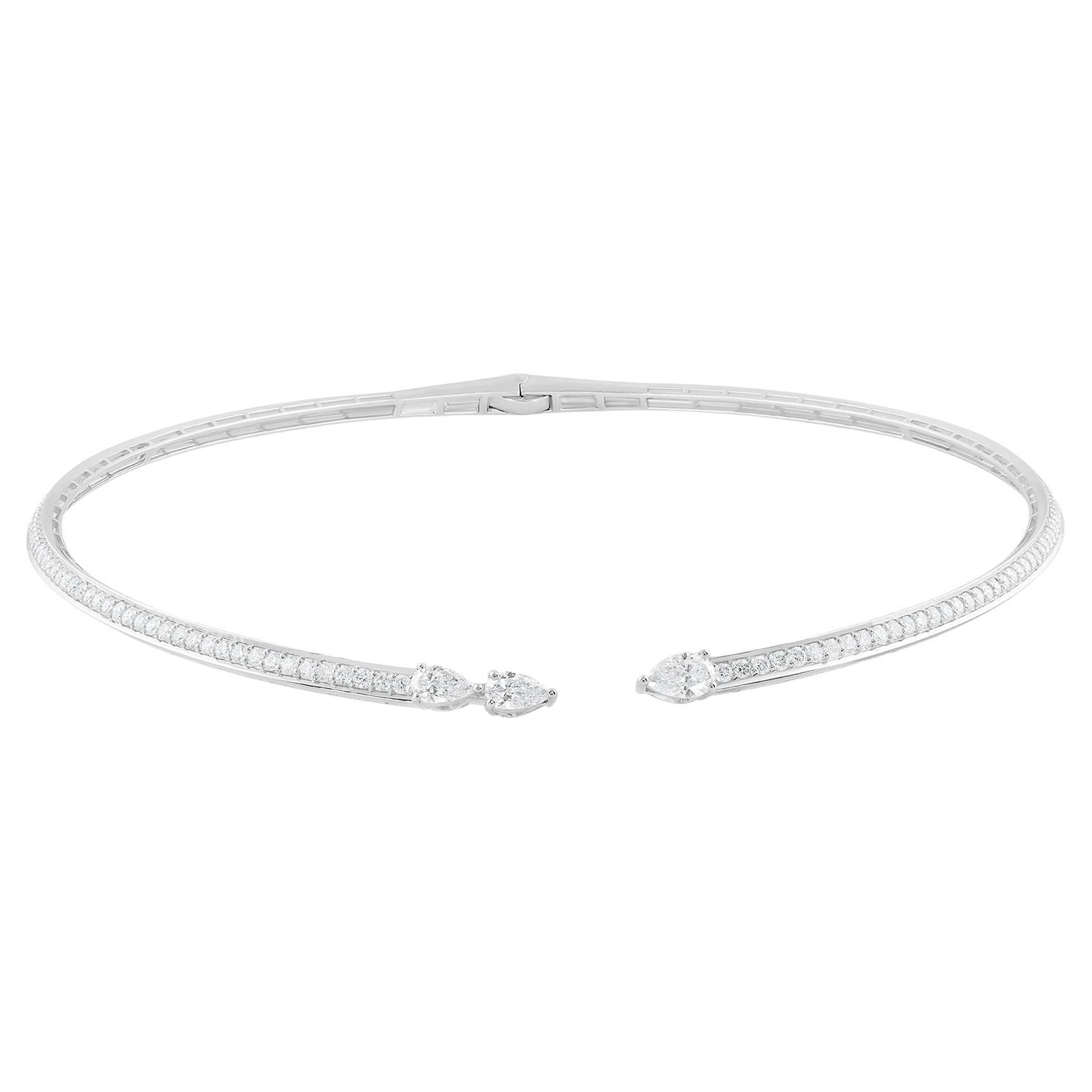 3.86 Ct SI Klarheit H Farbe Diamant Offene Hochzeit Choker Halskette 18k Weißgold im Angebot