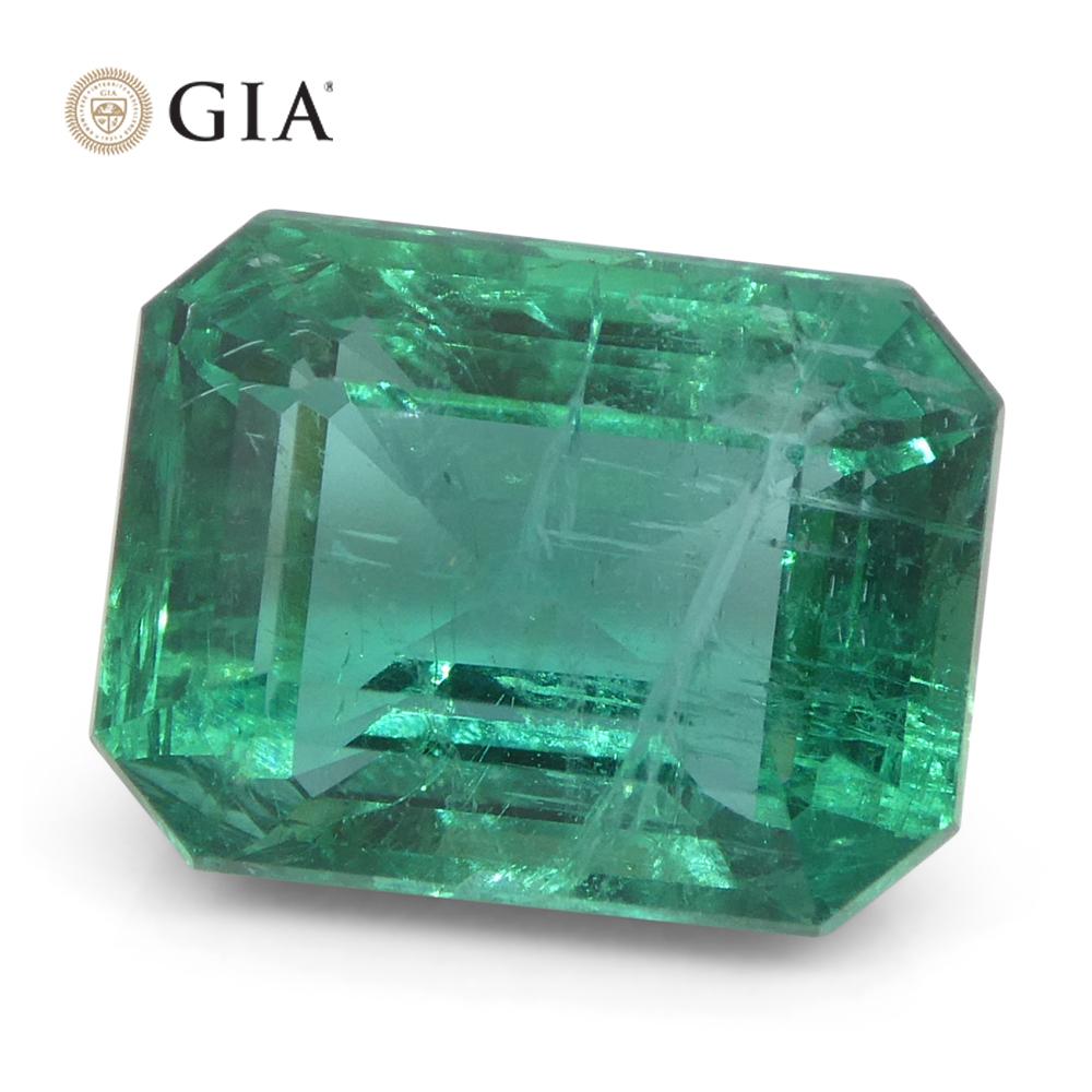 3,86ct Octagonal/Emerald Cut Grüner Smaragd GIA zertifiziert Sambia (F2) im Angebot 7