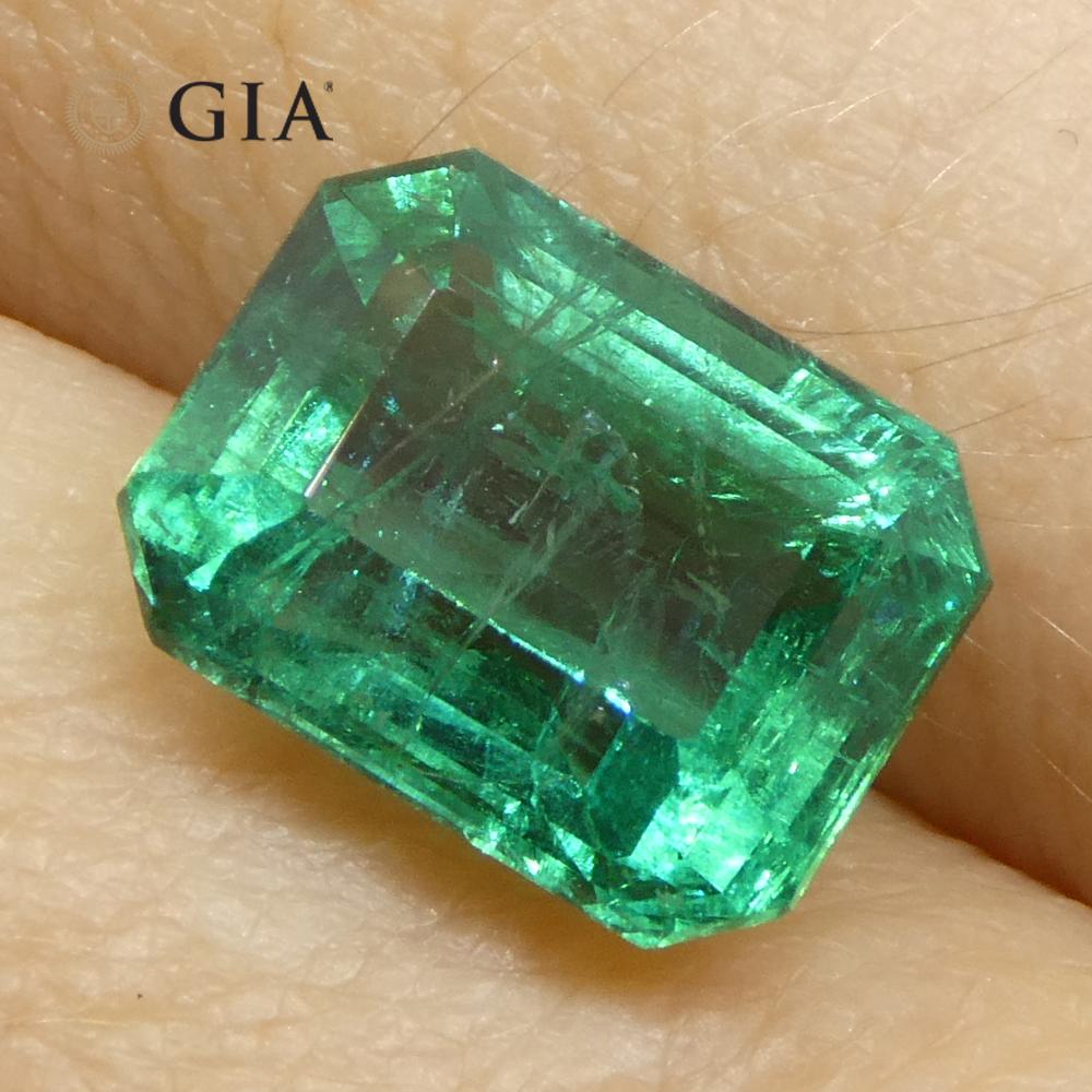 3,86ct Octagonal/Emerald Cut Grüner Smaragd GIA zertifiziert Sambia (F2) im Angebot 10
