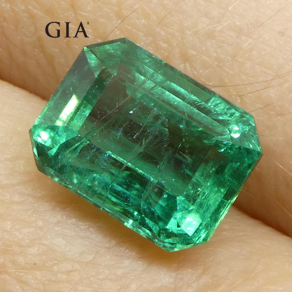 3,86ct Octagonal/Emerald Cut Grüner Smaragd GIA zertifiziert Sambia (F2) im Angebot 11