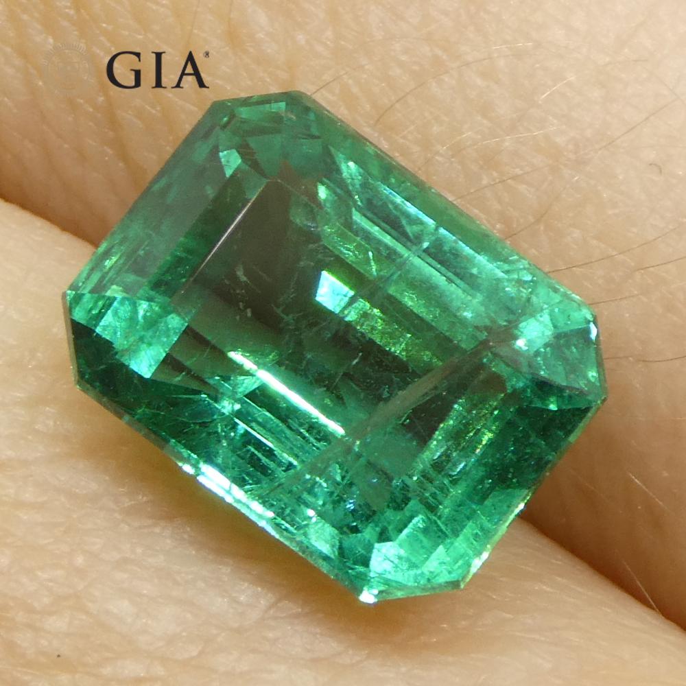 3,86ct Octagonal/Emerald Cut Grüner Smaragd GIA zertifiziert Sambia (F2) im Angebot 12