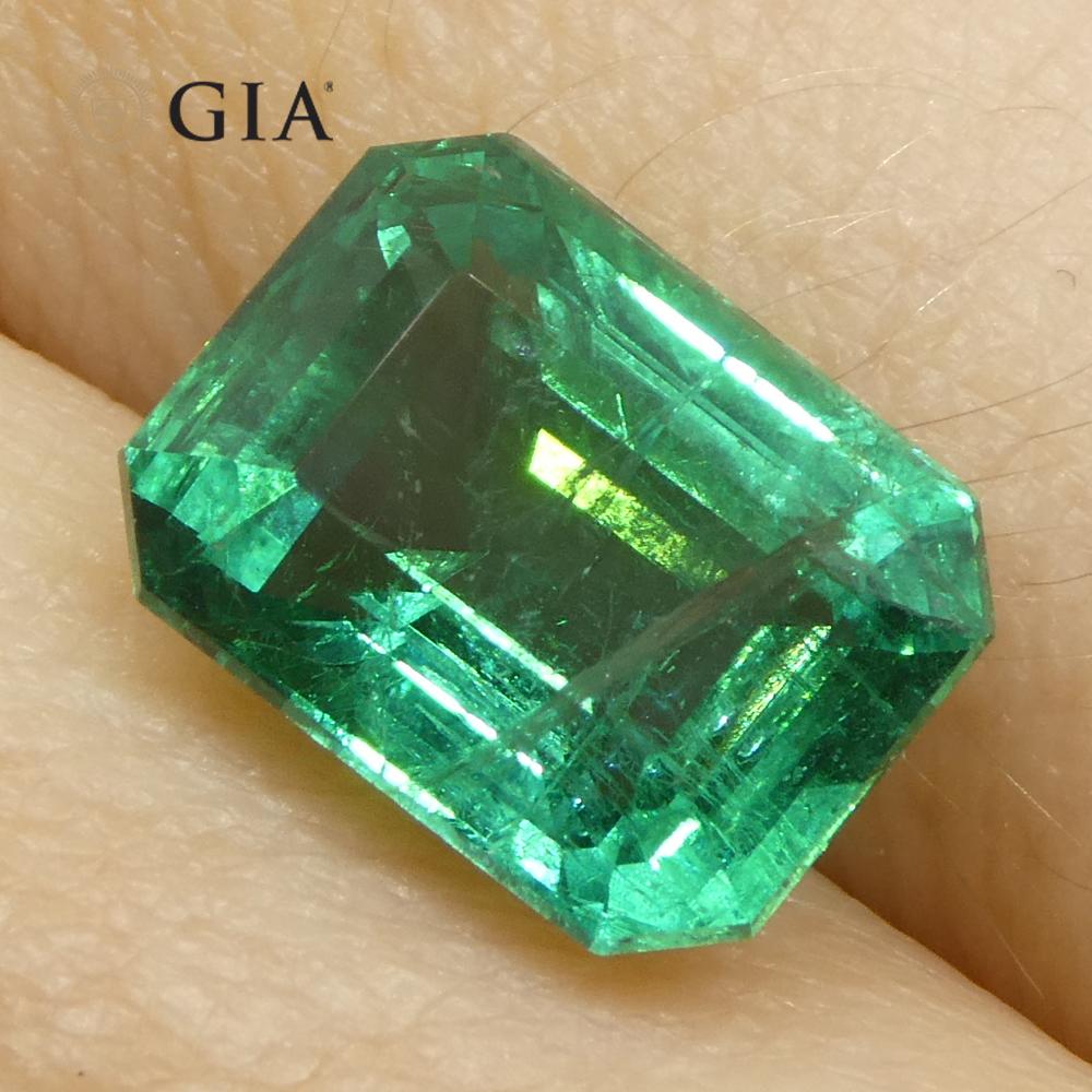 3,86ct Octagonal/Emerald Cut Grüner Smaragd GIA zertifiziert Sambia (F2) im Angebot 13