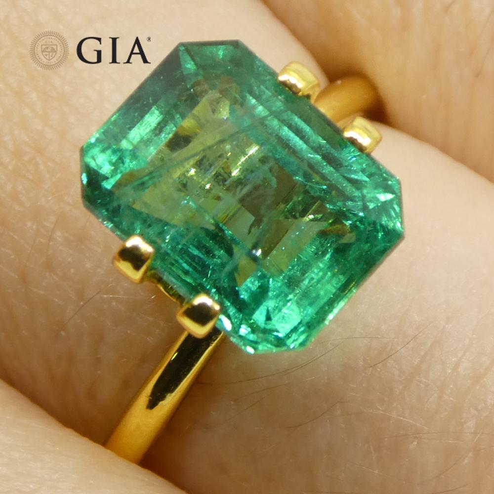 3,86ct Octagonal/Emerald Cut Grüner Smaragd GIA zertifiziert Sambia (F2) im Angebot 14