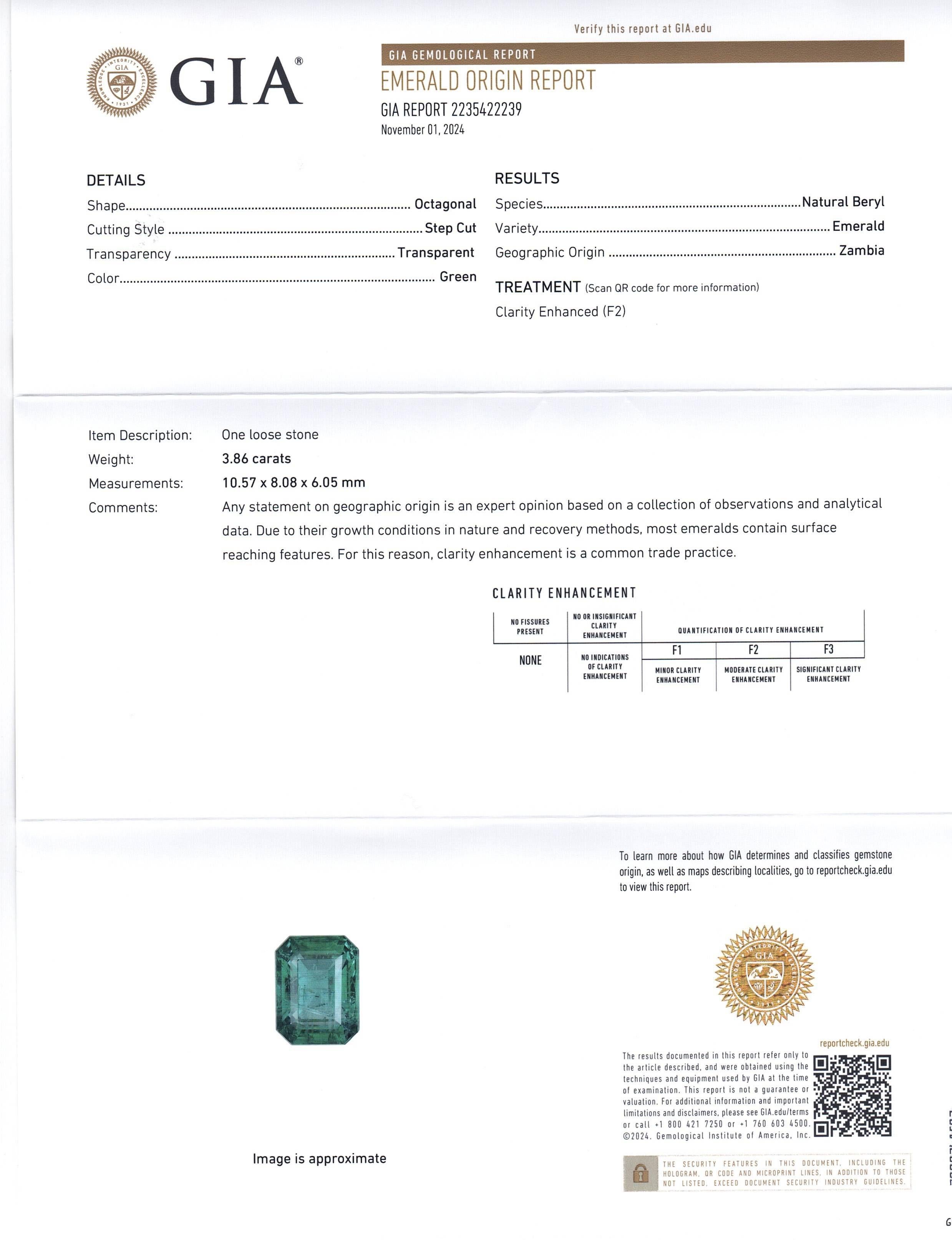 Dies ist ein atemberaubender GIA-zertifizierter Smaragd 


Der GIA-Bericht lautet wie folgt:

GIA-Berichtsnummer: 2235422239
Die Form: Achteckig
Schnittstil: Stufenschnitt
Schnittart: Krone: 
Schnittstil: Pavillon: 
Transparenz: Durchsichtig
Farbe: