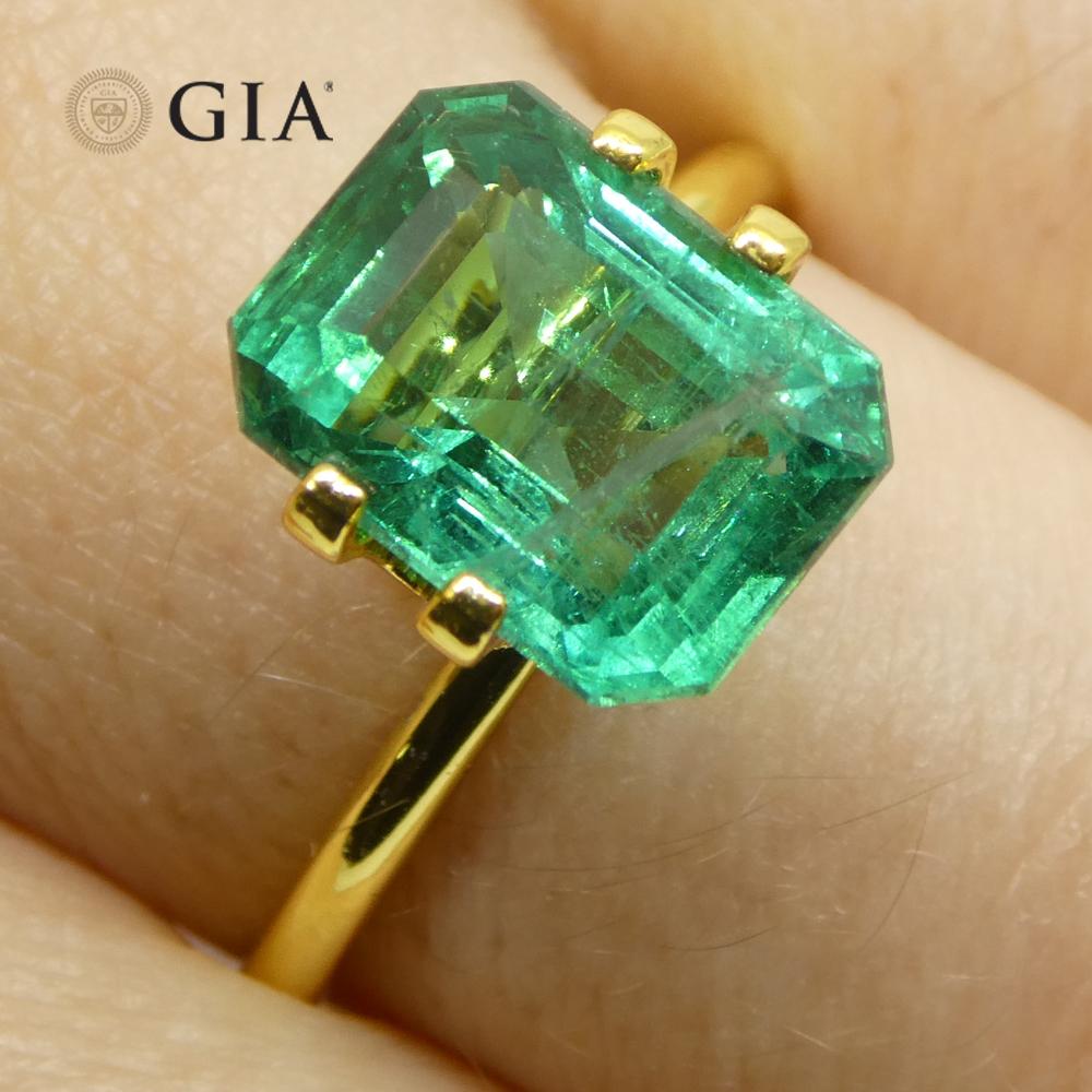 3,86ct Octagonal/Emerald Cut Grüner Smaragd GIA zertifiziert Sambia (F2) im Angebot 15