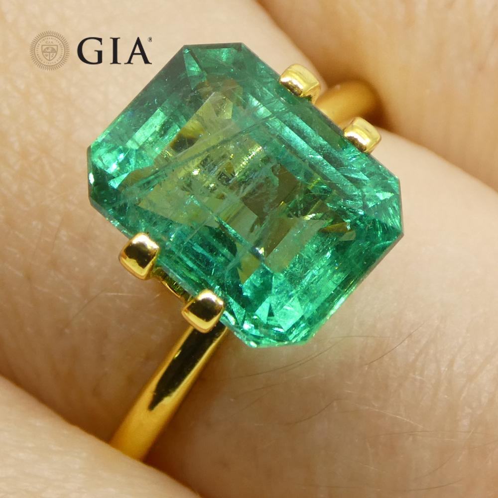 3,86ct Octagonal/Emerald Cut Grüner Smaragd GIA zertifiziert Sambia (F2) (Smaragdschliff) im Angebot