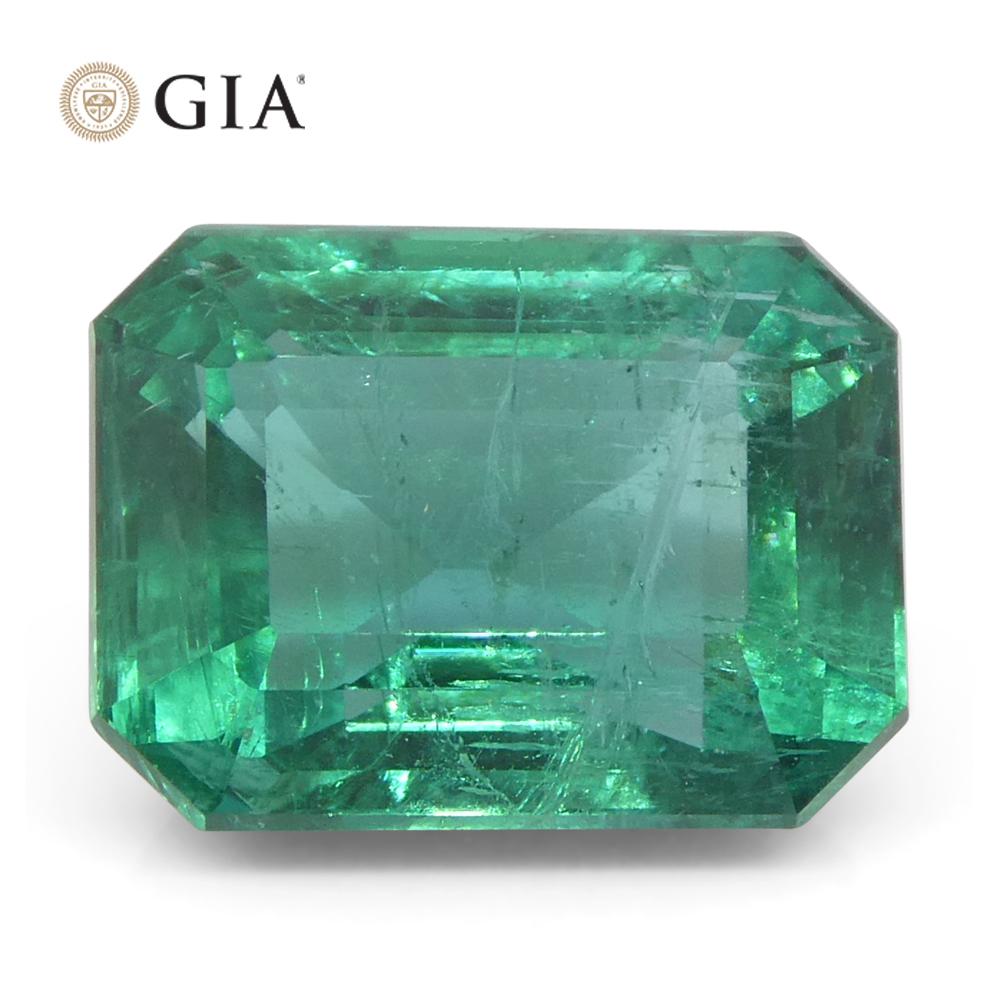 3,86ct Octagonal/Emerald Cut Grüner Smaragd GIA zertifiziert Sambia (F2) im Zustand „Neu“ im Angebot in Toronto, Ontario