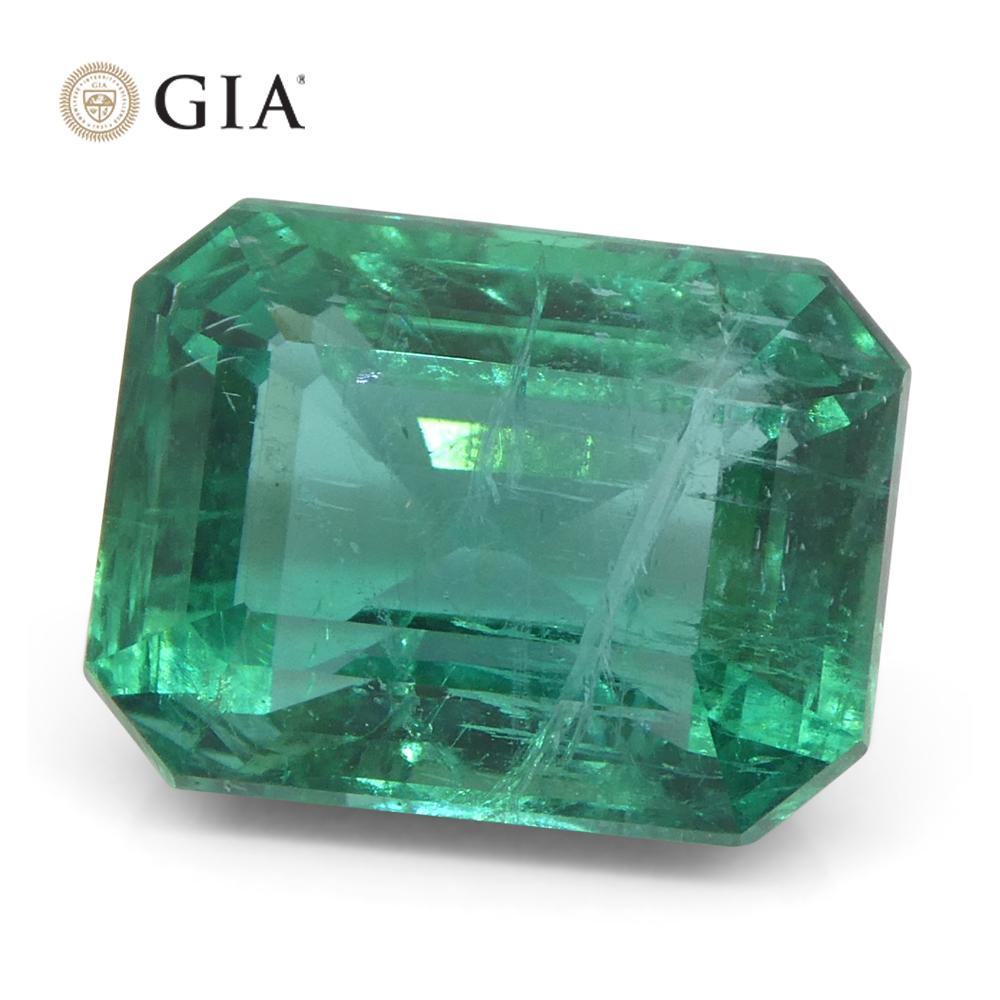 3,86ct Octagonal/Emerald Cut Grüner Smaragd GIA zertifiziert Sambia (F2) im Angebot 1