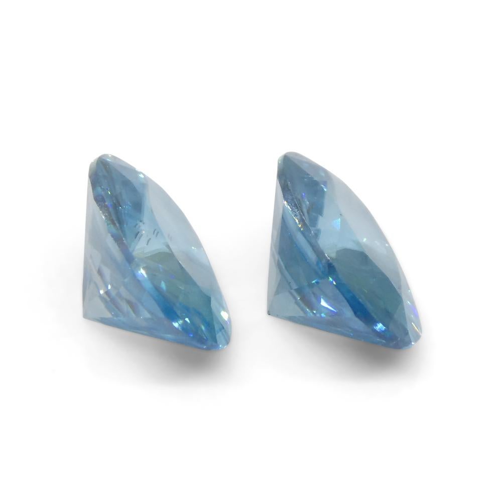 3.86ct Pair Oval Diamond Cut Blue Zircon from Cambodia For Sale 4
