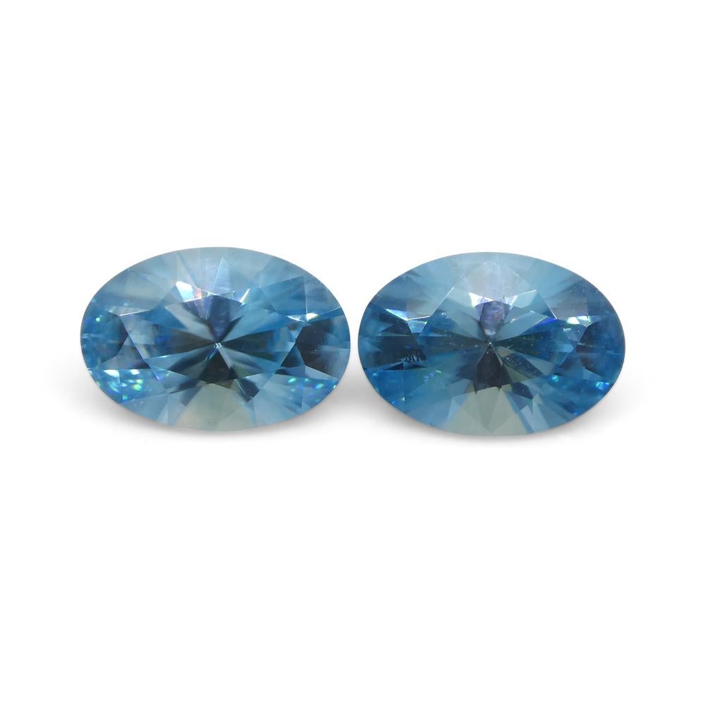 3.86ct Pair Oval Diamond Cut Blue Zircon from Cambodia For Sale 6