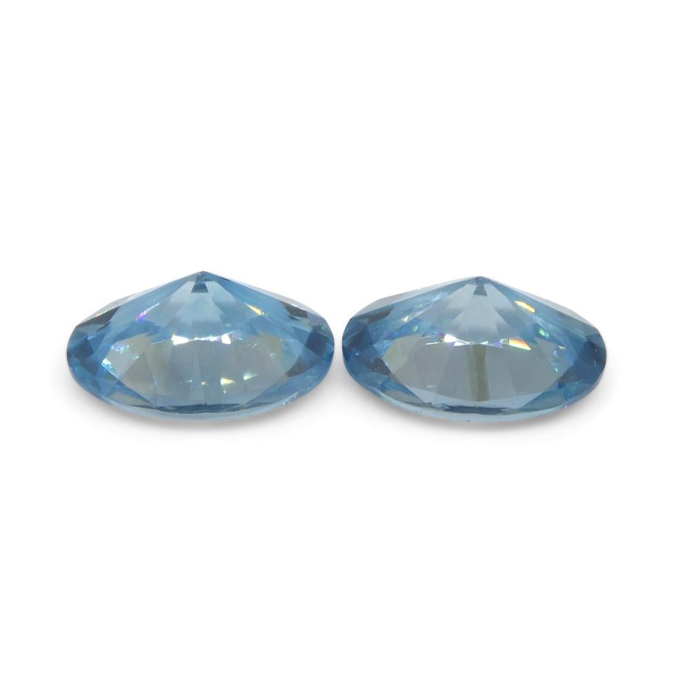 3.86ct Pair Oval Diamond Cut Blue Zircon from Cambodia For Sale 7