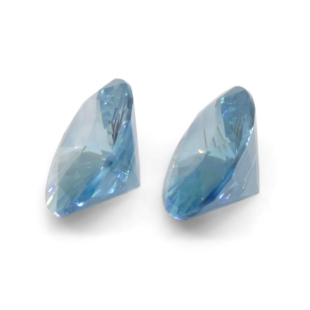 3.86ct Pair Oval Diamond Cut Blue Zircon from Cambodia For Sale 2