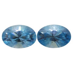 3.86ct Pair Oval Diamond Cut Blue Zircon from Cambodia