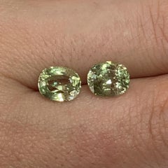 3.86ct Pair Oval Mint Pastel Green Garnet from Merelani, Tanzania