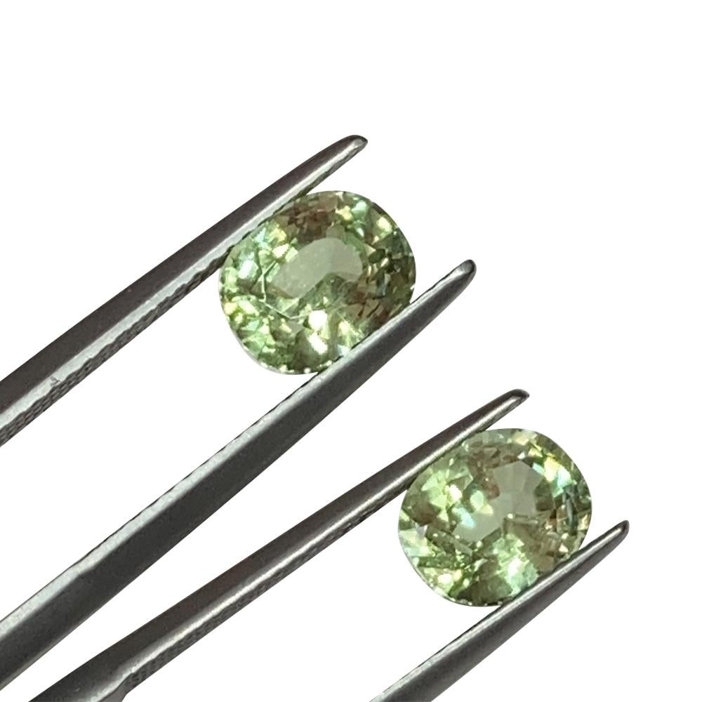 Oval Cut 3.86ct Pair Oval Mint Pastel Green Garnet from Merelani, Tanzania For Sale