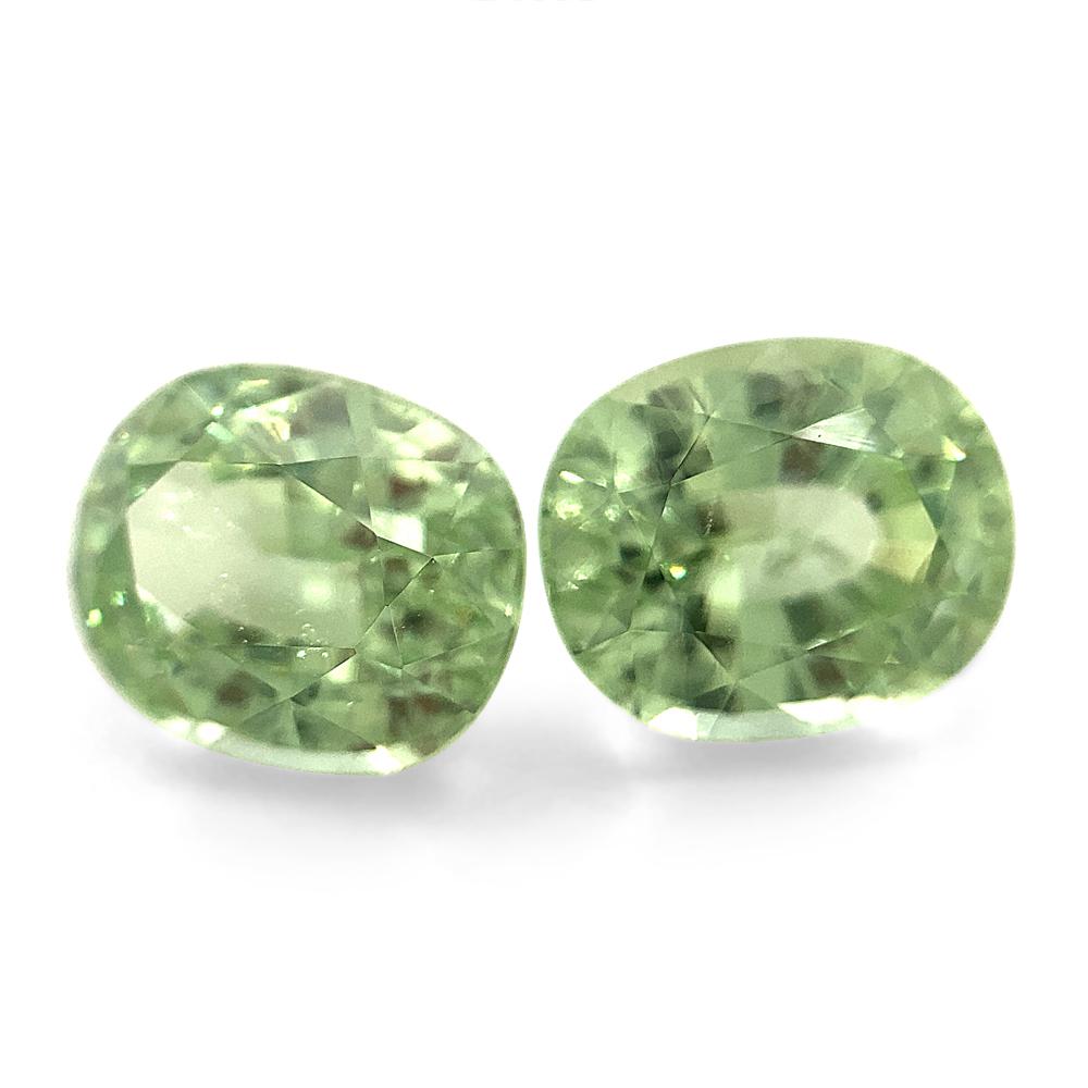 3.86ct Pair Oval Mint Pastel Green Garnet from Merelani, Tanzania In New Condition For Sale In Toronto, Ontario