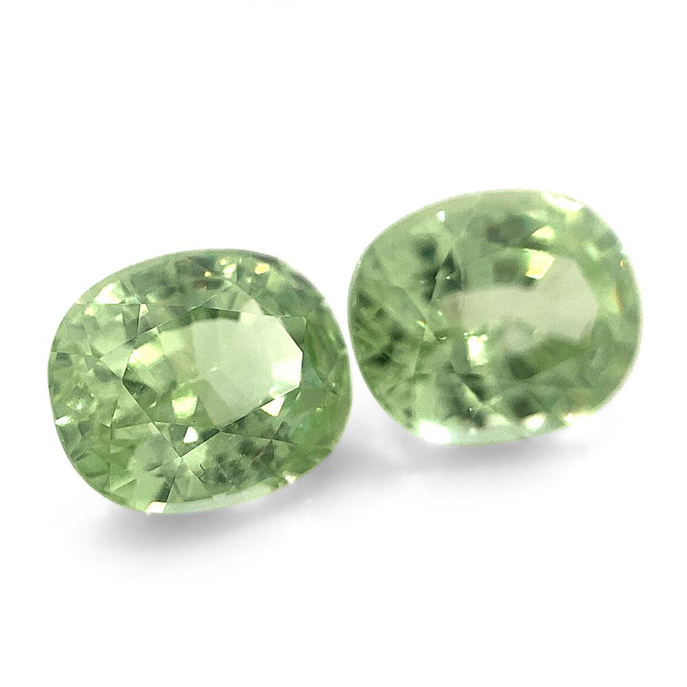 Women's or Men's 3.86ct Pair Oval Mint Pastel Green Garnet from Merelani, Tanzania For Sale