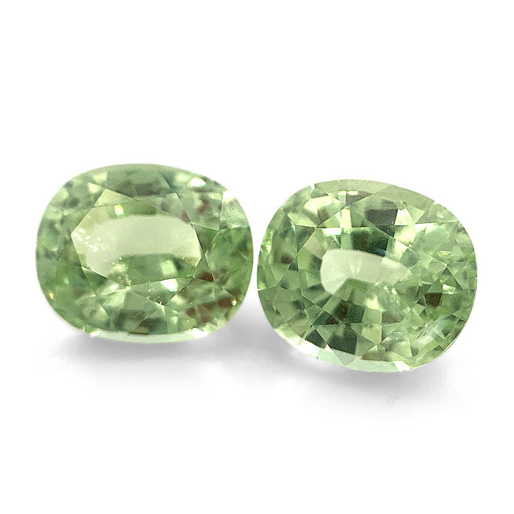 3.86ct Pair Oval Mint Pastel Green Garnet from Merelani, Tanzania For Sale 1