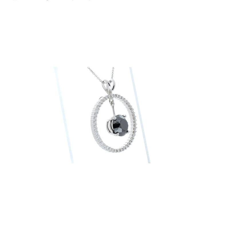 black diamond circle pendant necklace