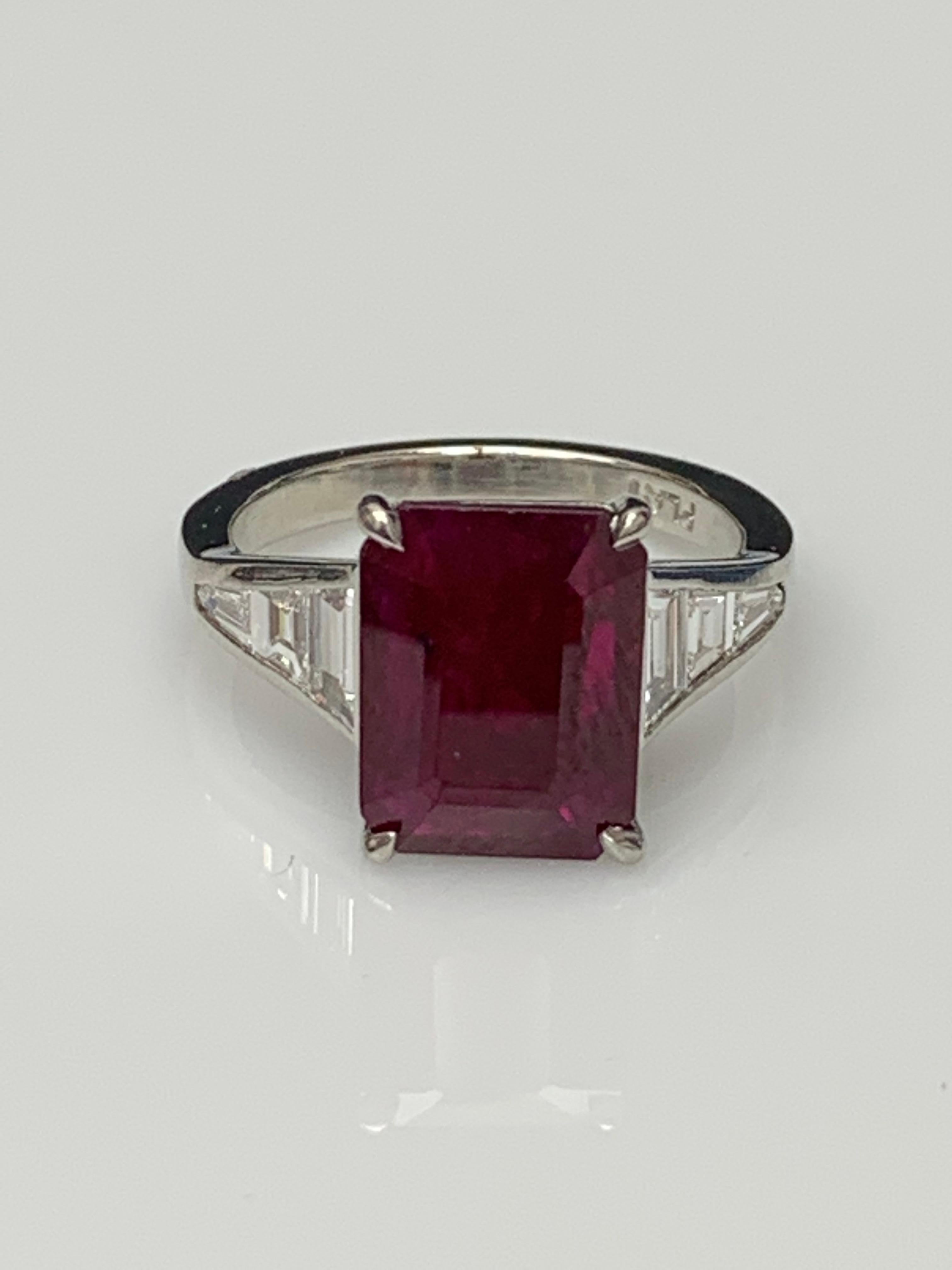 emerald cut ruby engagement ring