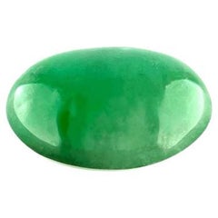 Cabochon ovale de qualité A en jadéite verte de 3,87 carats, certifiée par le GIA, non traité