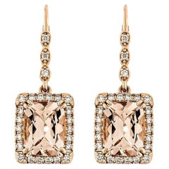 Sunita Nahata Morganite 3.87ct. Drop Earring in 18KRG with White Diamond.