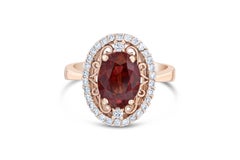 3.87 Carat Spessartine Garnet Diamond 14 Karat Rose Gold Cocktail Ring