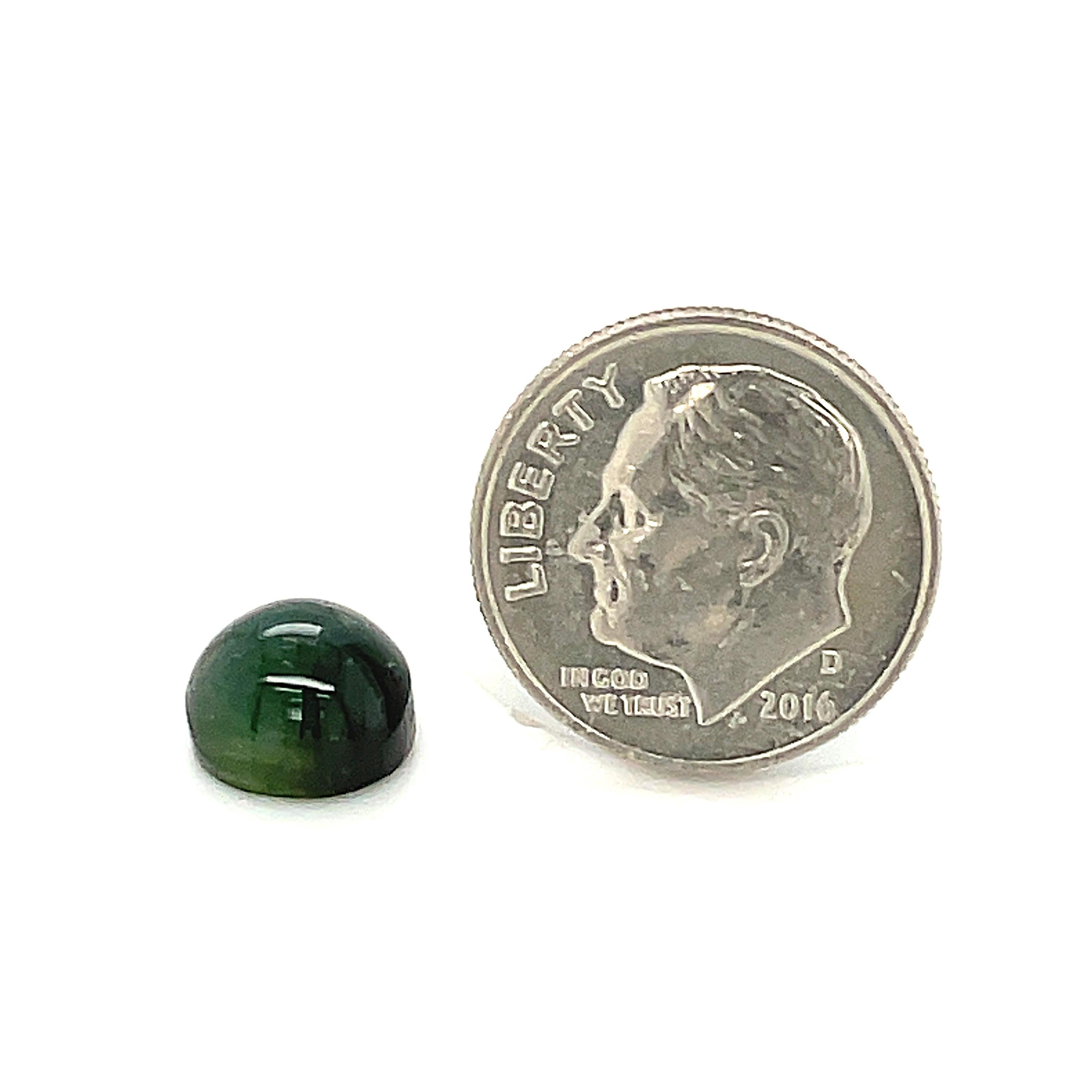 Oval Cut 3.87 Carat Unset Loose Unmounted Oval Cat's Eye Green Tourmaline Gemstone For Sale