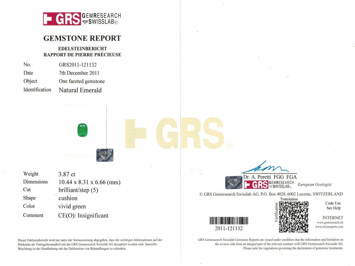 GRS-zertifizierter 3,8 Karat sambischer Smaragd & Diamant-Ring aus 18 Karat Gelbgold Damen im Angebot
