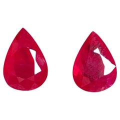 3.87 Ct Pair AIGS Certified Natural Burma Ruby Pigeon Blood Color Gemstone
