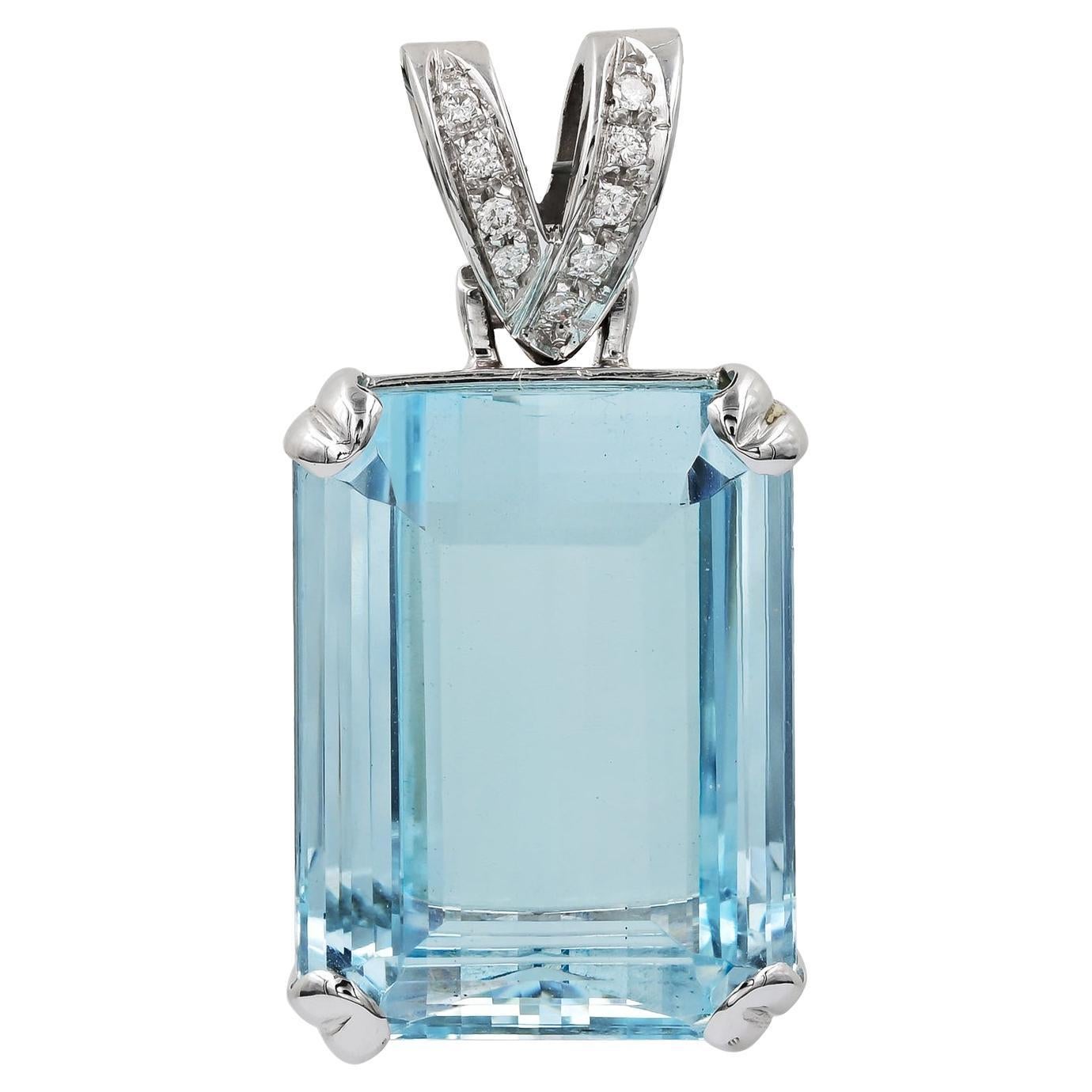 38.70 Carat Aquamarine Diamond Pendant